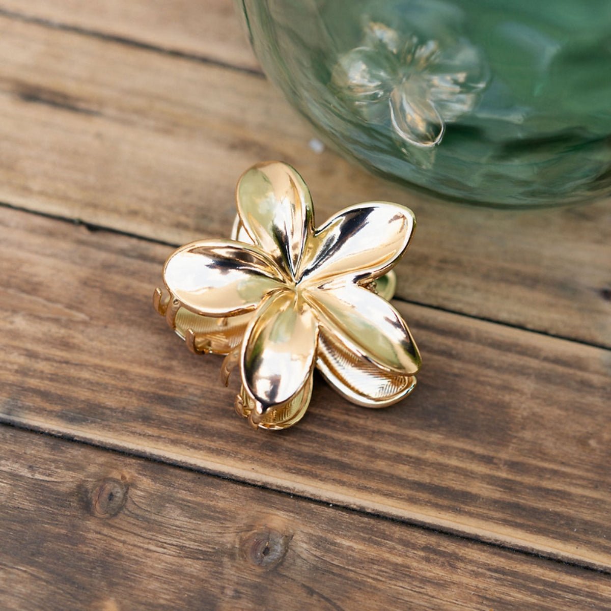Pince à cheveux fleur tropicale dorée doré, BALABOOSTE