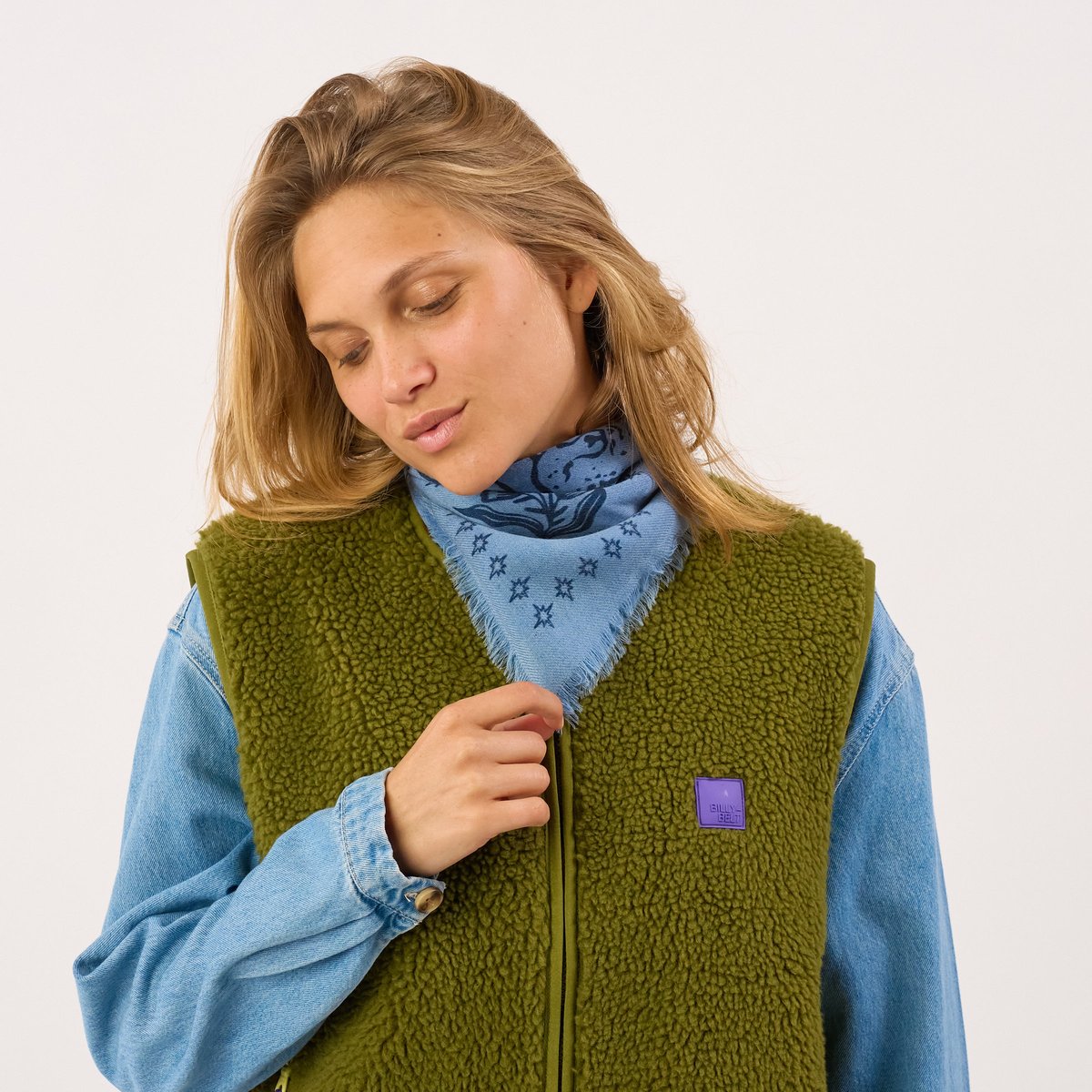 Petit foulard en laine SACHA bleu, BILLYBELT