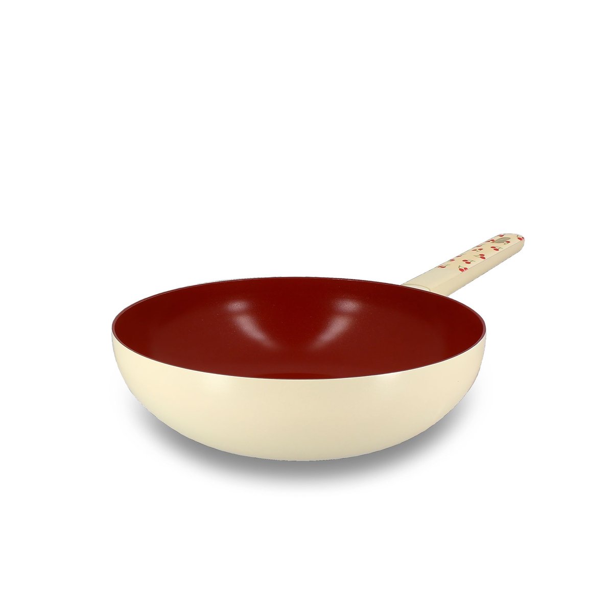 Wok 28cm en aluminium, CERISE beige-rouge, MENASTYL