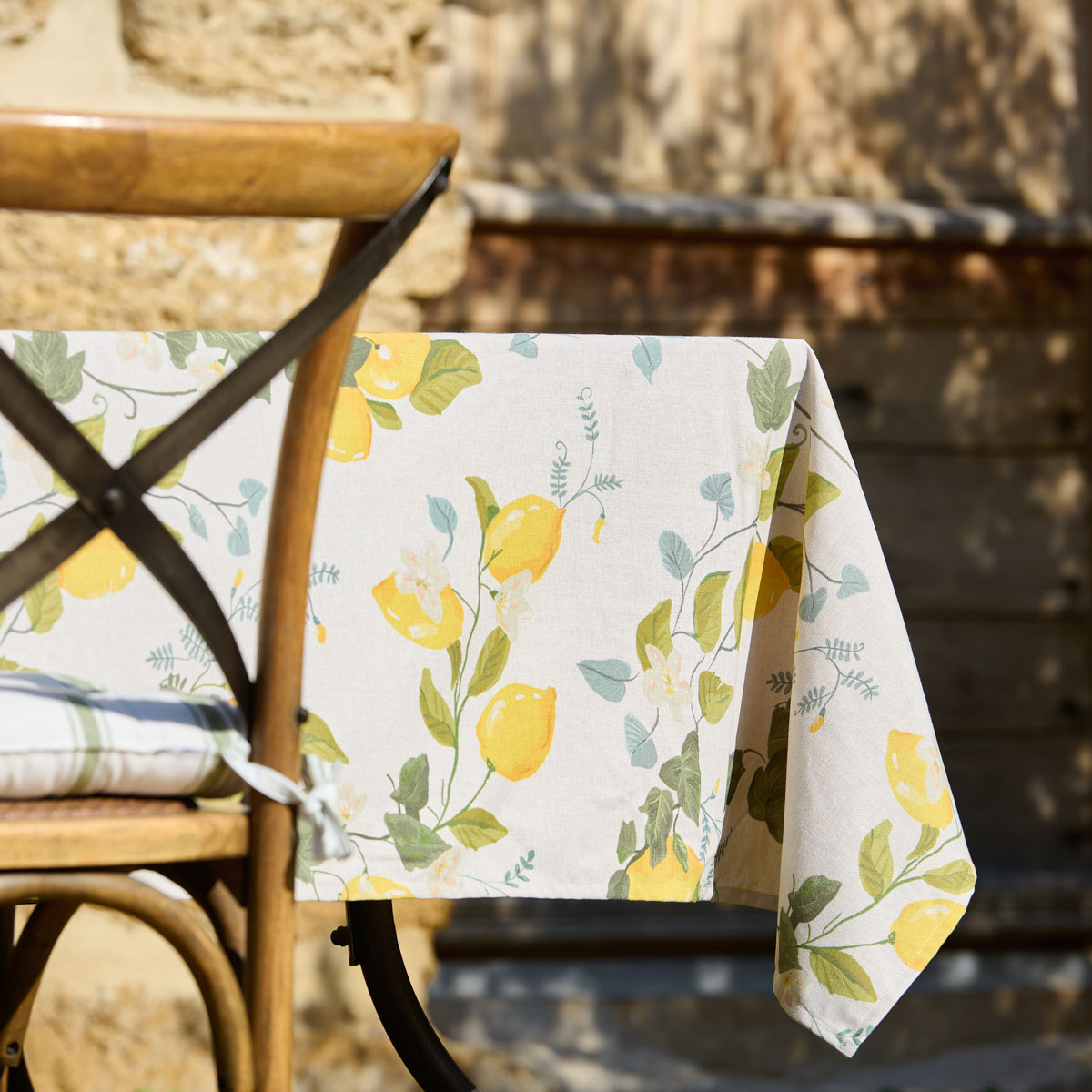 Nappe Jardin d'agrumes - Coton & Polyester blanc, TRADITION DES VOSGES
