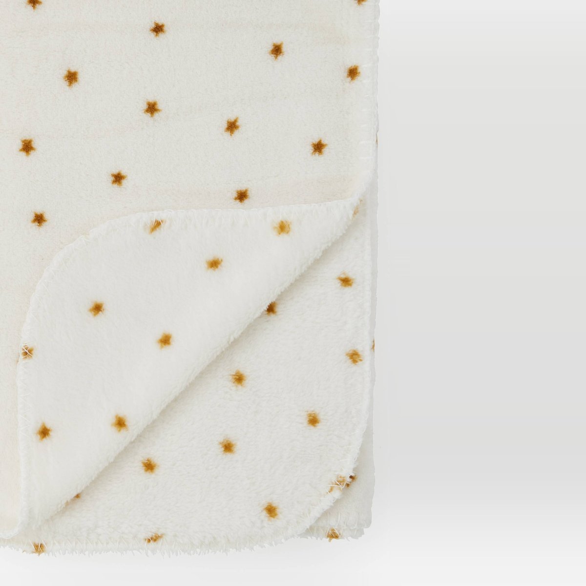 Plaid doudou imprimé étoiles, 70x100cm, polyester recyclé off white, MONOPRIX MAISON