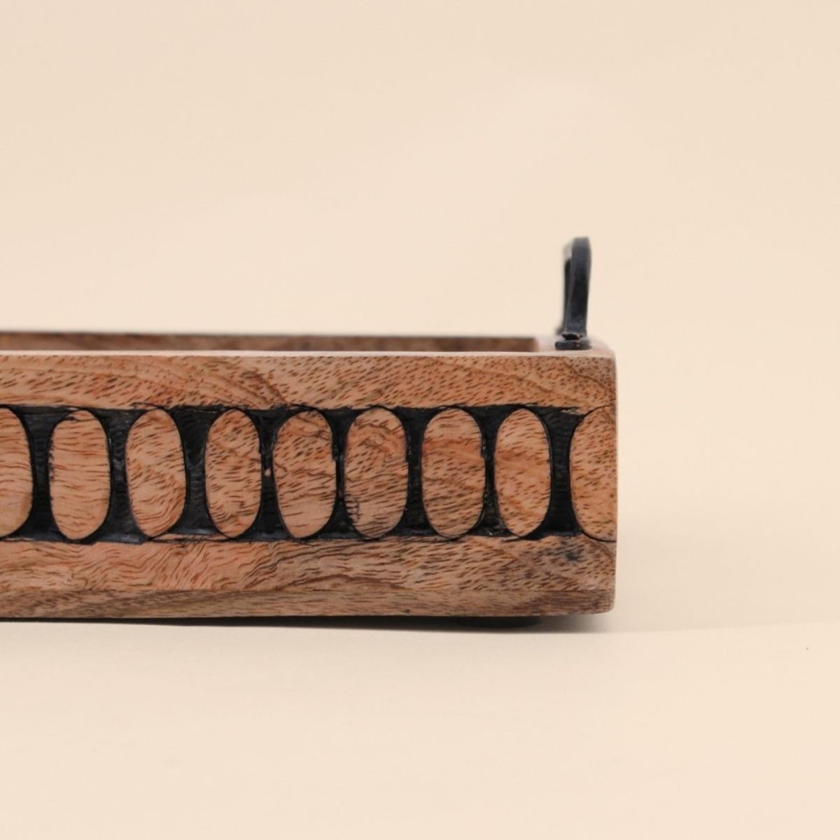 Plateau en bois avec poignées 30x21cm naturel, ORNAMI