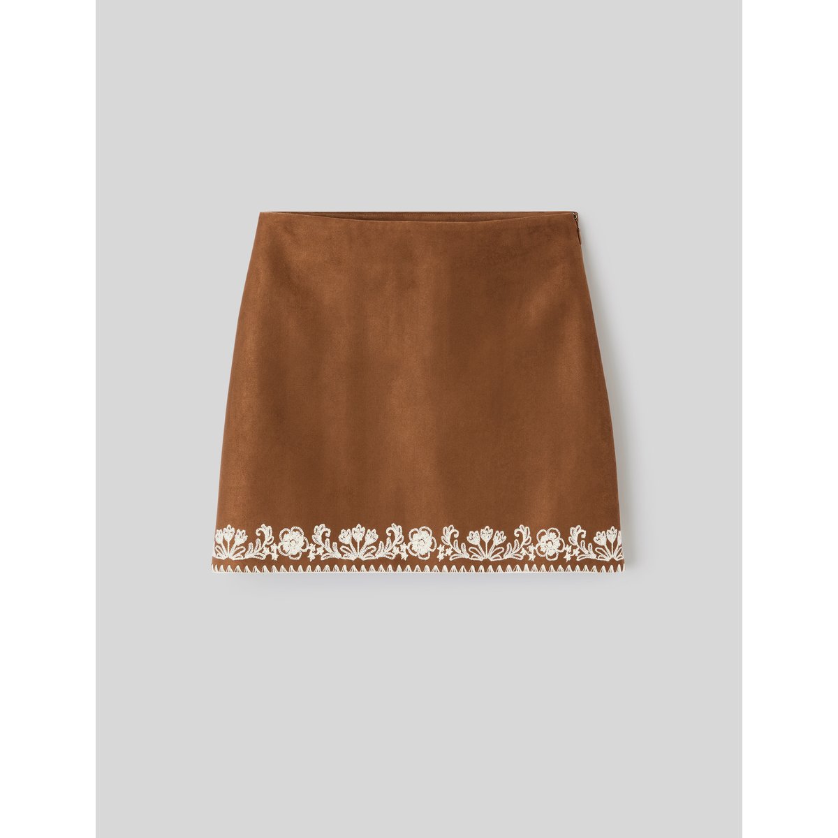 Jupe courte brodée marron, BZB