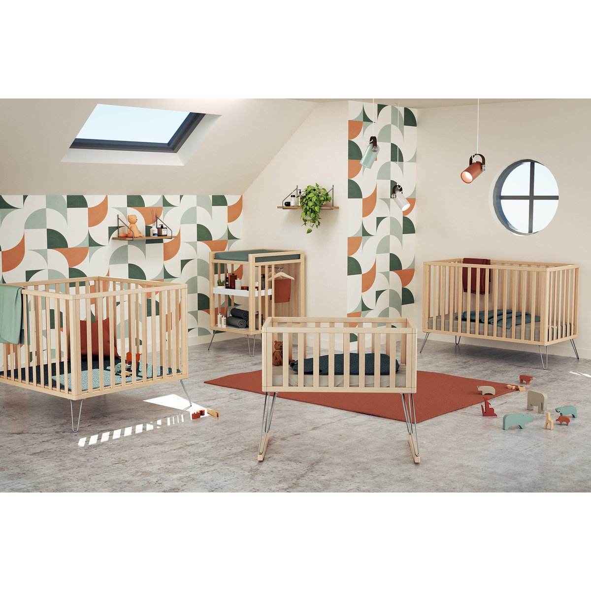Lit bébé en bois ONLY gris, JURABABY