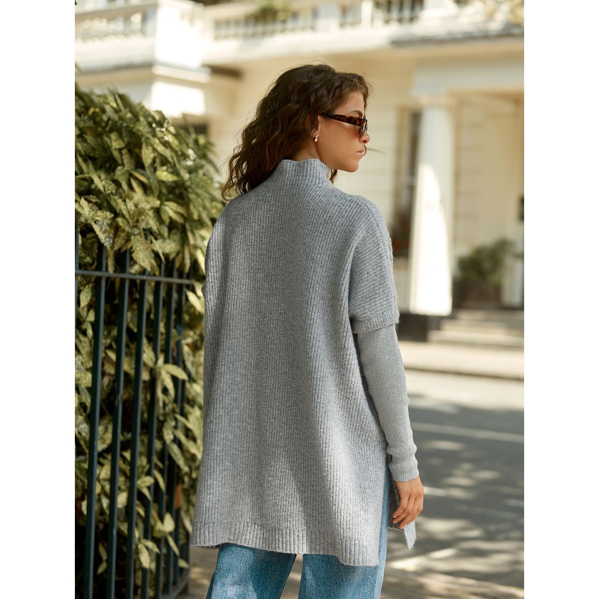 Poncho côtelé à double épaisseur gris, NEXT