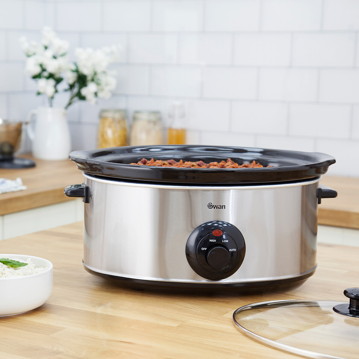 6.5L Stainless Steel Slow Cooker - SF17030 silver-coloured, SWAN