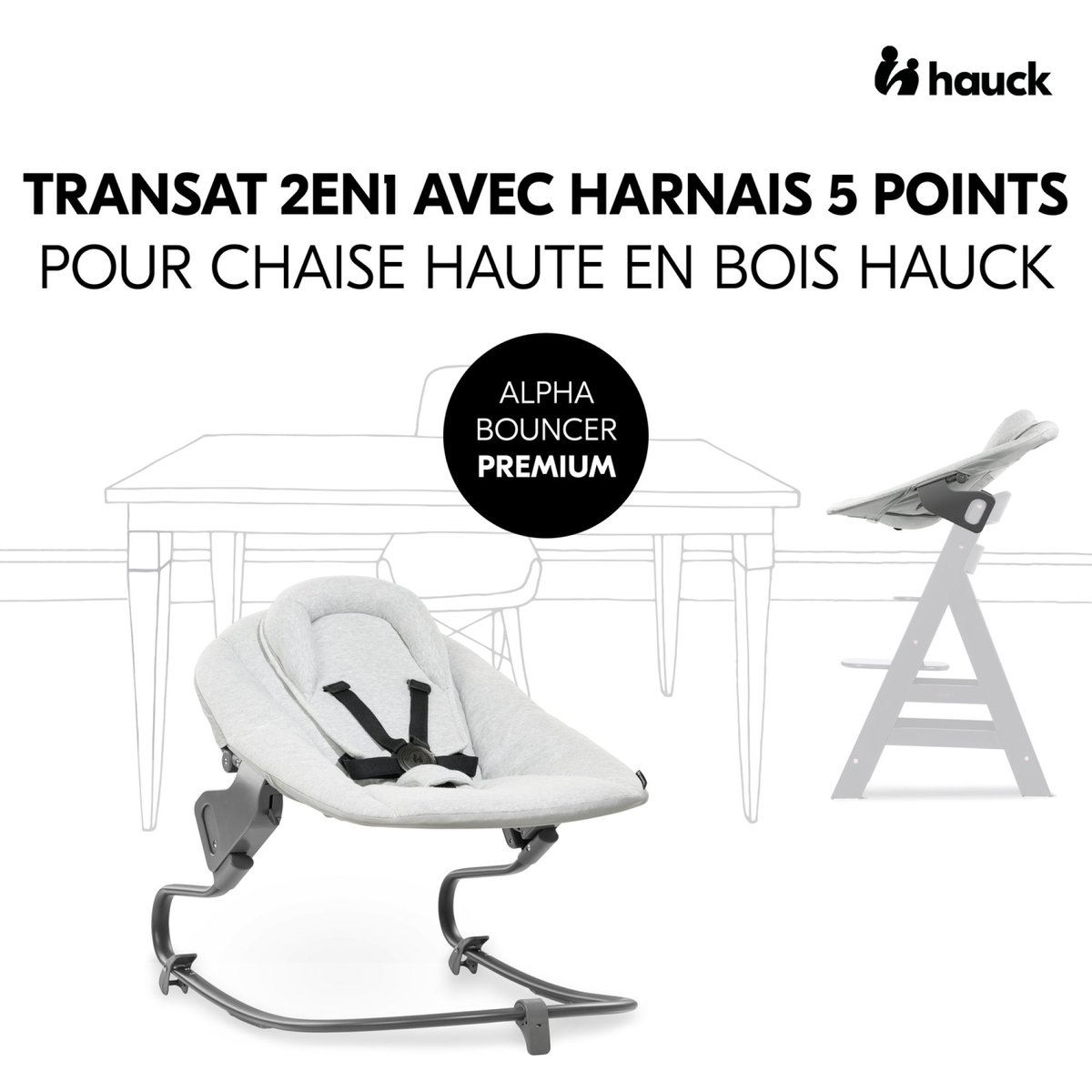 Transat Alpha Bouncer Premium gris clair, HAUCK