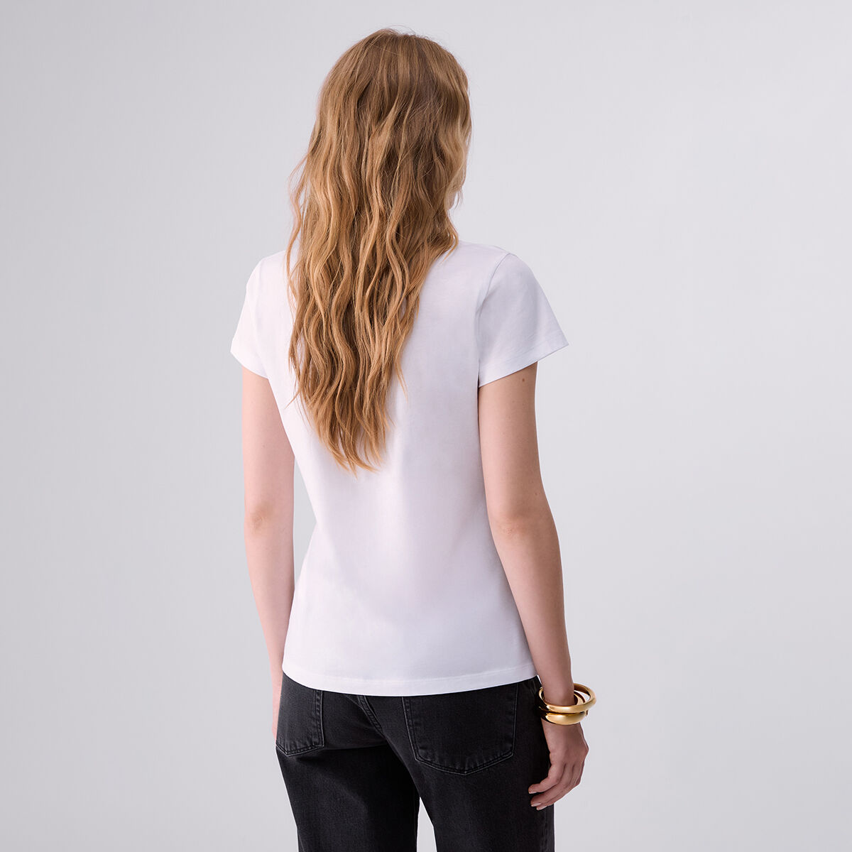 T-shirt à col en V blanc, LIU JO