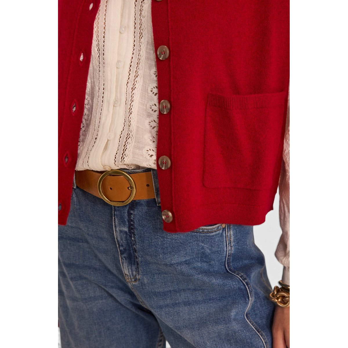Pull sans manches en cachemire ARTHUR rouge, Maison 123