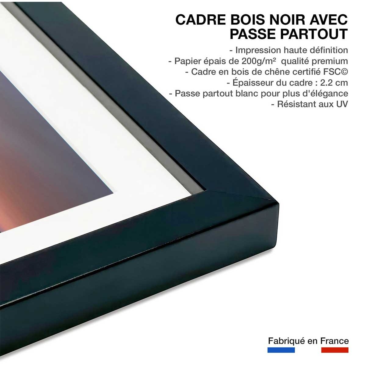 Affiche de Carasqueira au Portugal affiche + cadre en bois - noir, HEXOA