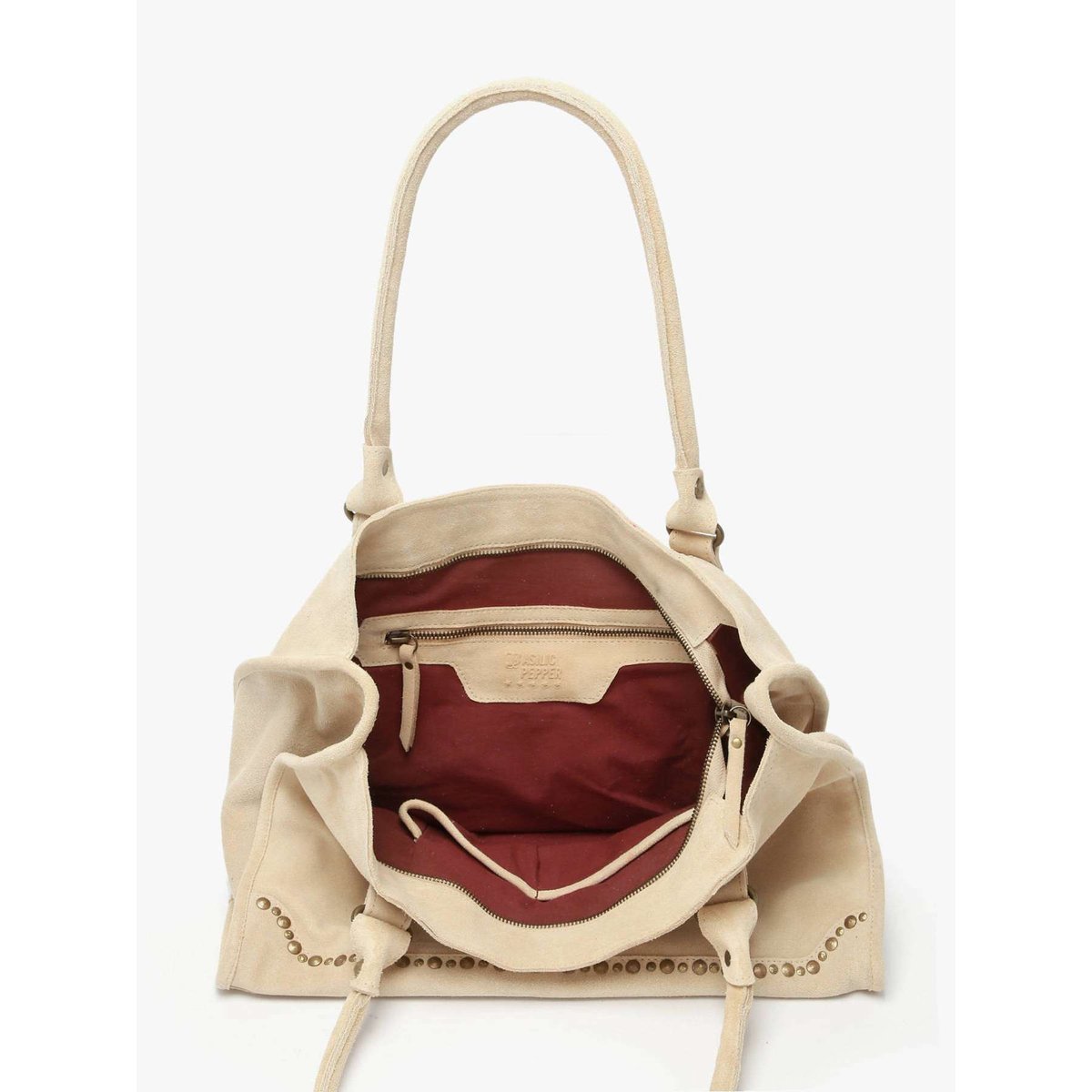Sac à main A4 Houston cuir new beige, BASILIC PEPPER