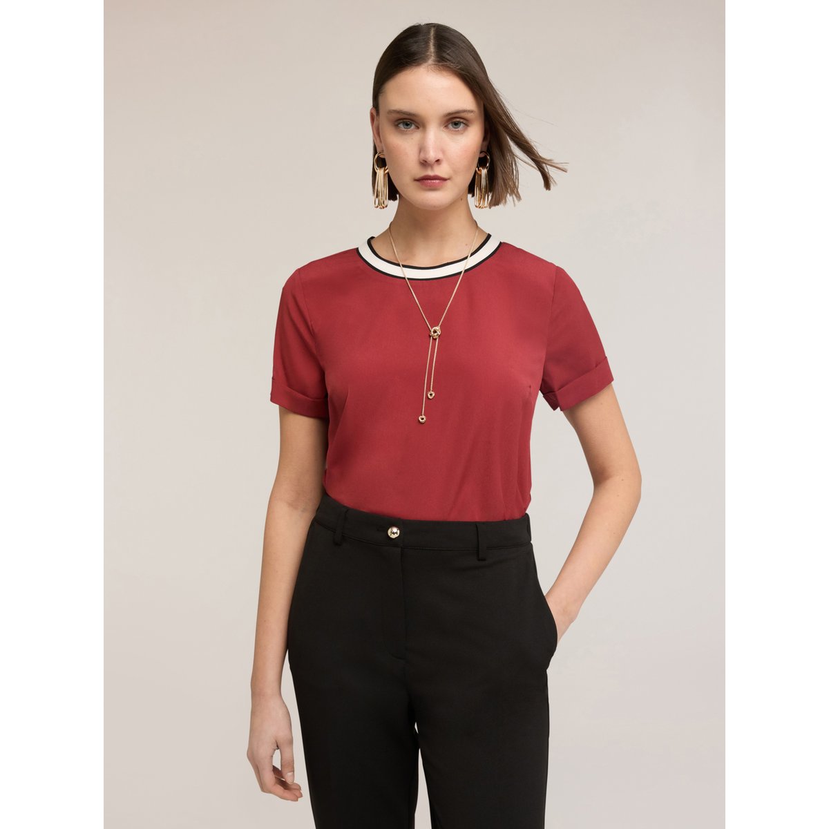 Chemisier avec bordure en tricot burgundy, MOTIVI