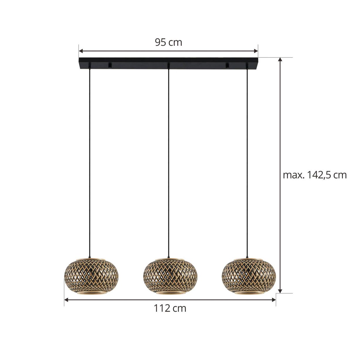 Suspension en bois traditionnelle, Nerys noir, bois foncé, LINDBY