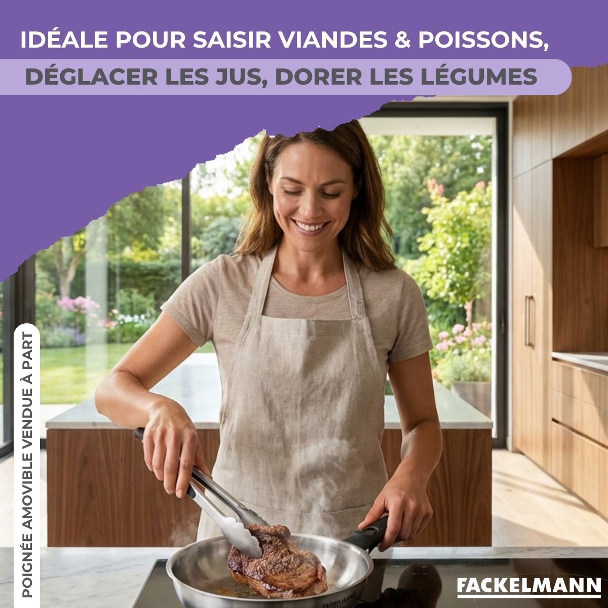 Poêle à manche amovible InoGrip inox, FACKELMANN