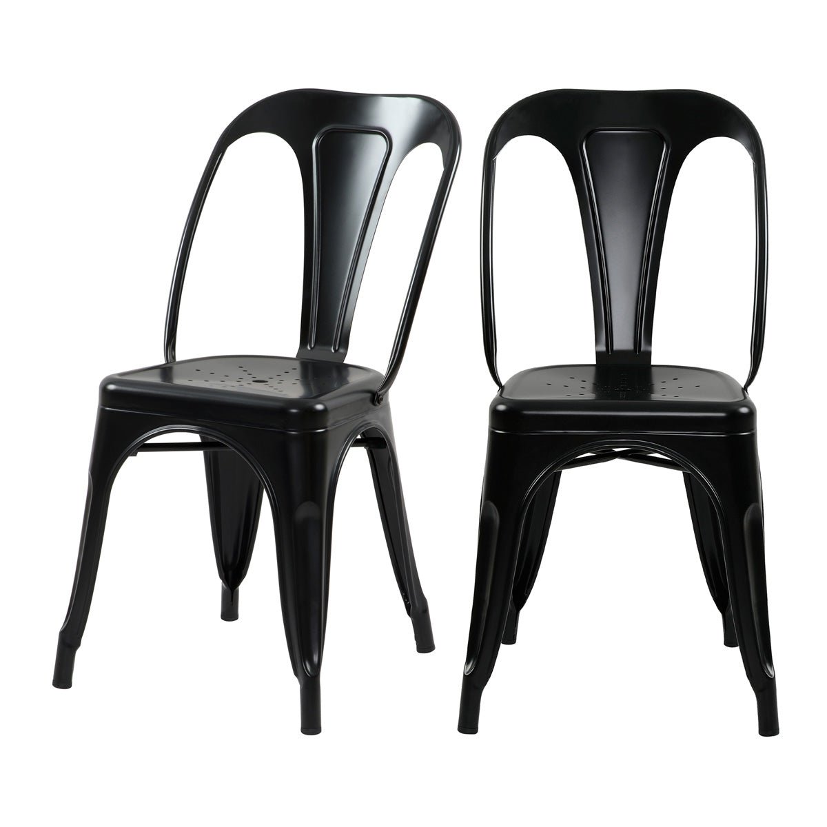 Lot de 2 chaises en métal - INDUS noir mat, MAISON PAVANE