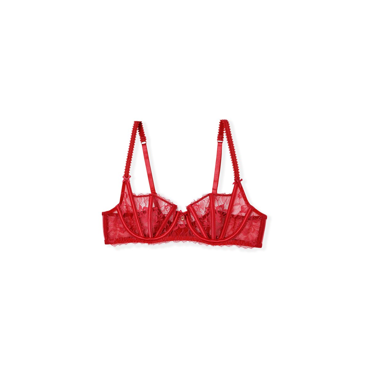 Soutien-gorge corbeille en satin et dentelle eyelash MASCARADE rouge, ETAM