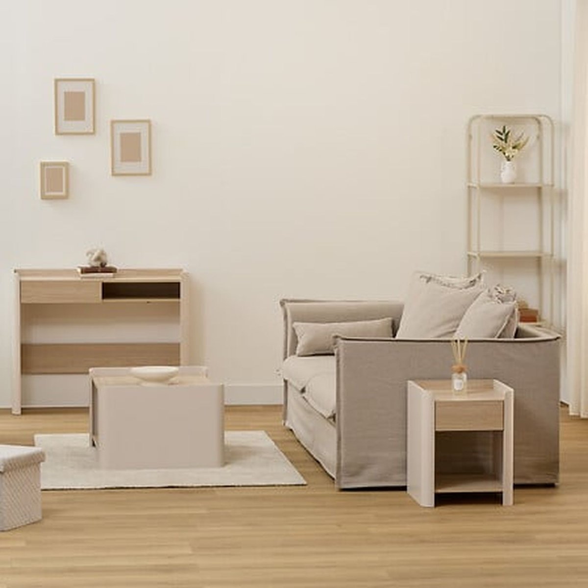 Table basse 2 niveaux ROUNDY ivoire, 5FIVE SIMPLY SMART