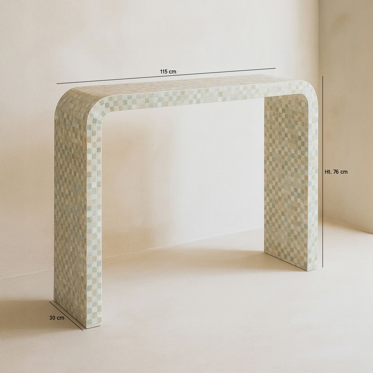 Console en coquille de Capiz, ZINA vert, NOW'S HOME