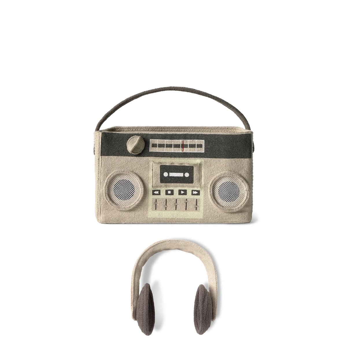 Panier Boombox MUSIC STUDIO gris clair, gris foncé, blanc, naturel, LORENA CANALS