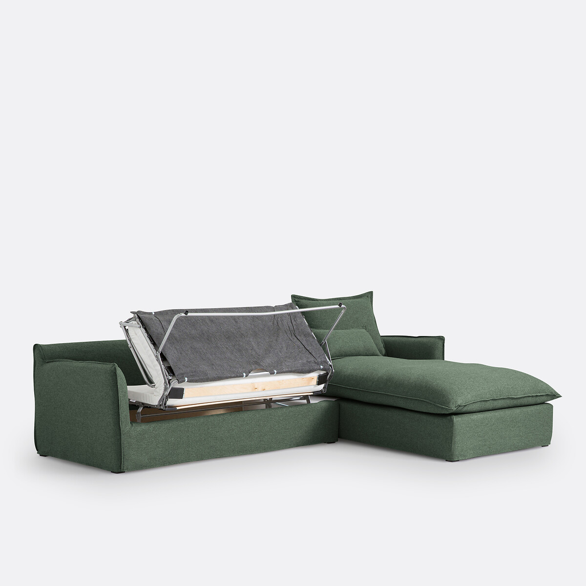 Hoekbank, omvormbaar, afneembare hoes, 4-zit, polyester, Odna bosgroen, LA REDOUTE INTERIEURS