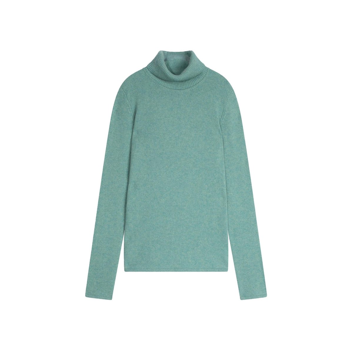 Pull Col Roulé 4 Fils Vert Chiné June vert, JUST CASHMERE