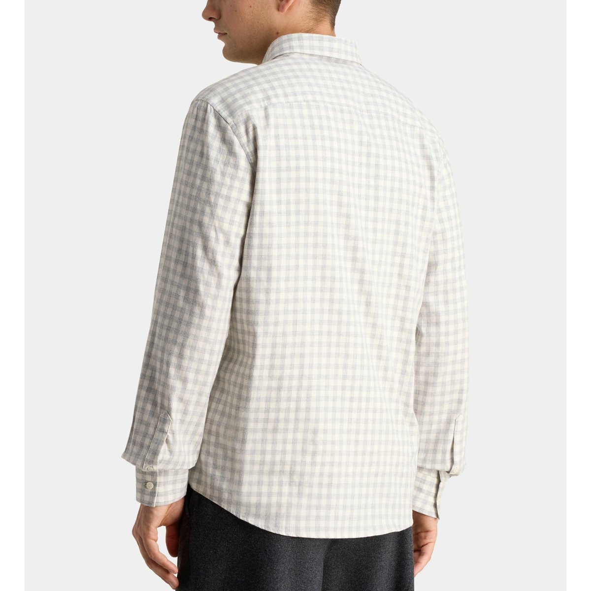 Chemise risharo 4 à carreaux en coton écru et gris, GALERIES LAFAYETTE