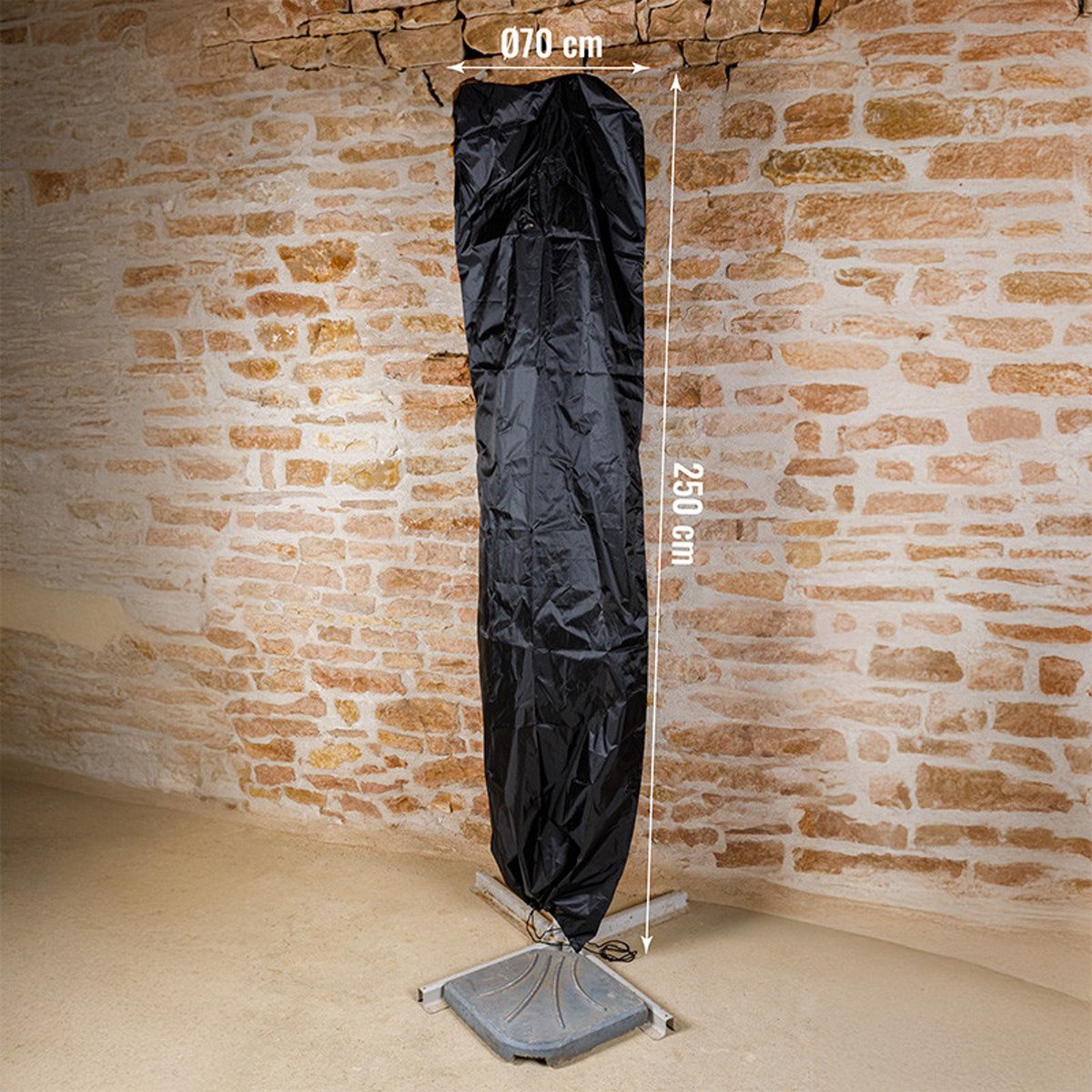 Housse Ø 70 x H 250 cm pour parasol déporté, Housse Parasol Déporté noir, gris, SOMAGIC