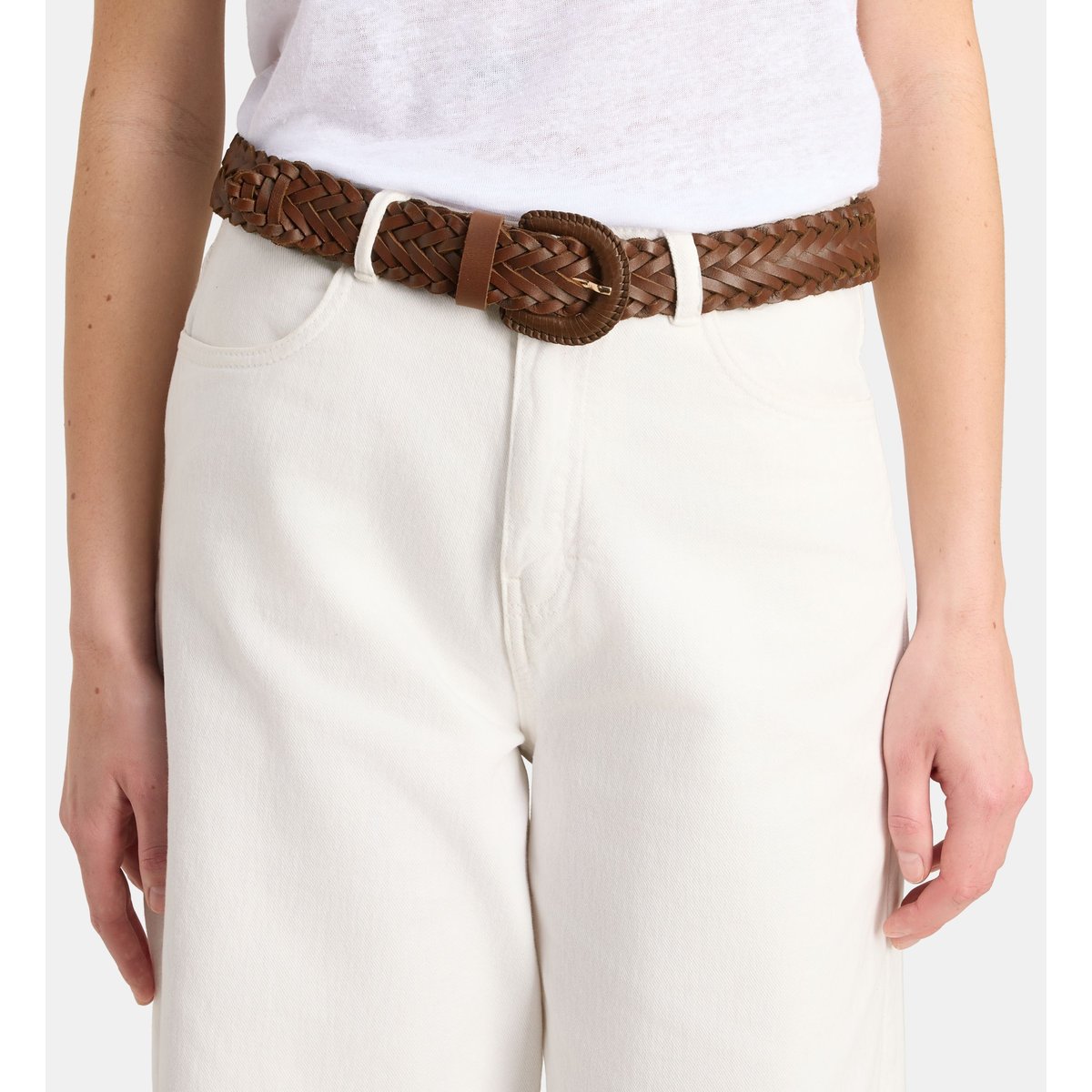 Ceinture nola cuir tressé marron, JODHPUR