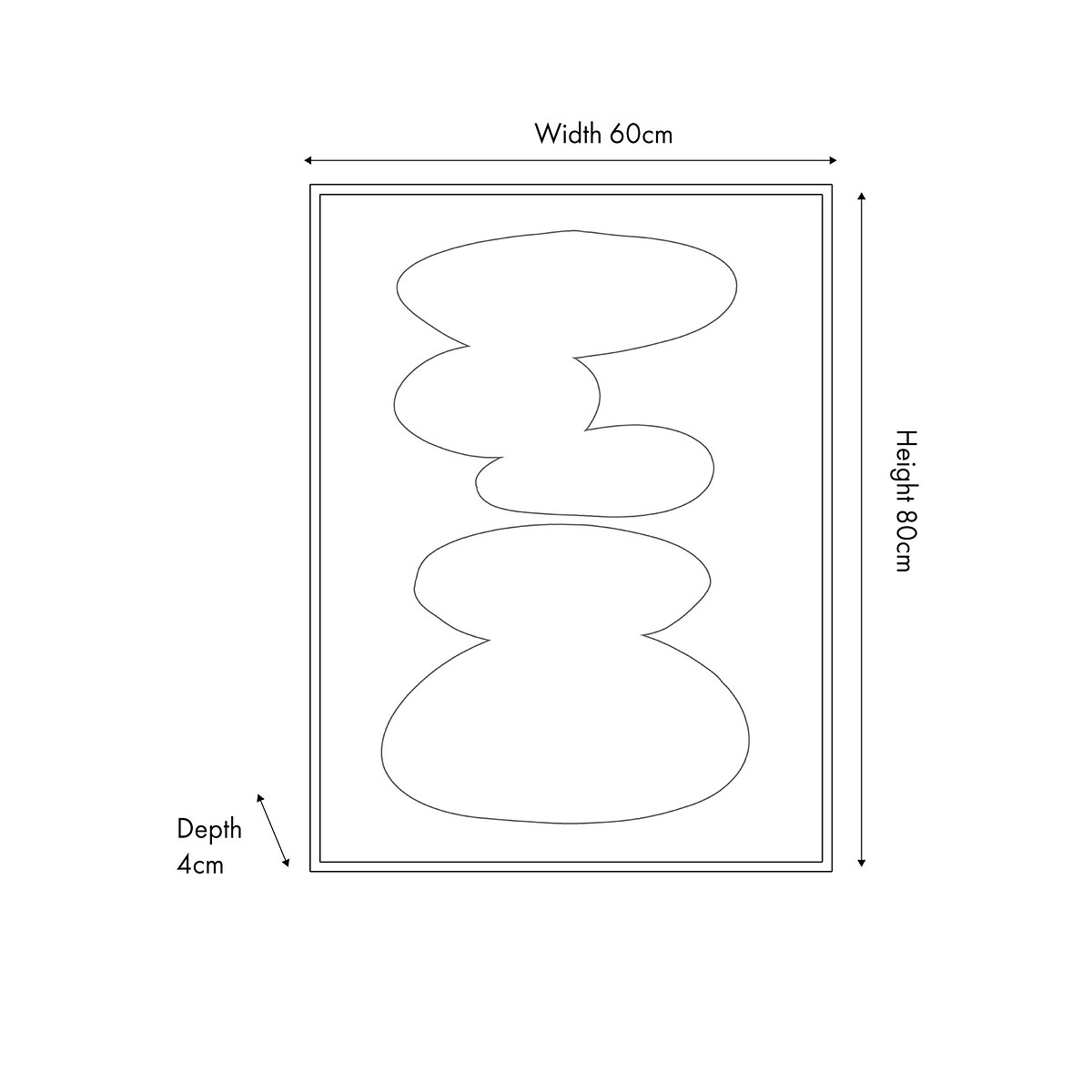 60x80cm Black and Natural Stone Design Canvas Wall Art with Black Frame black, ÉDITÉ