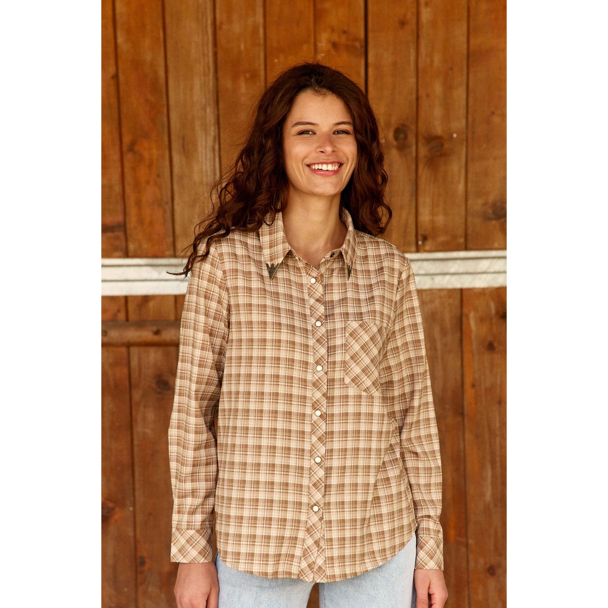 Chemise imprimé à carreaux CLAUDIA 13-ecru/beige, LA PETITE ETOILE