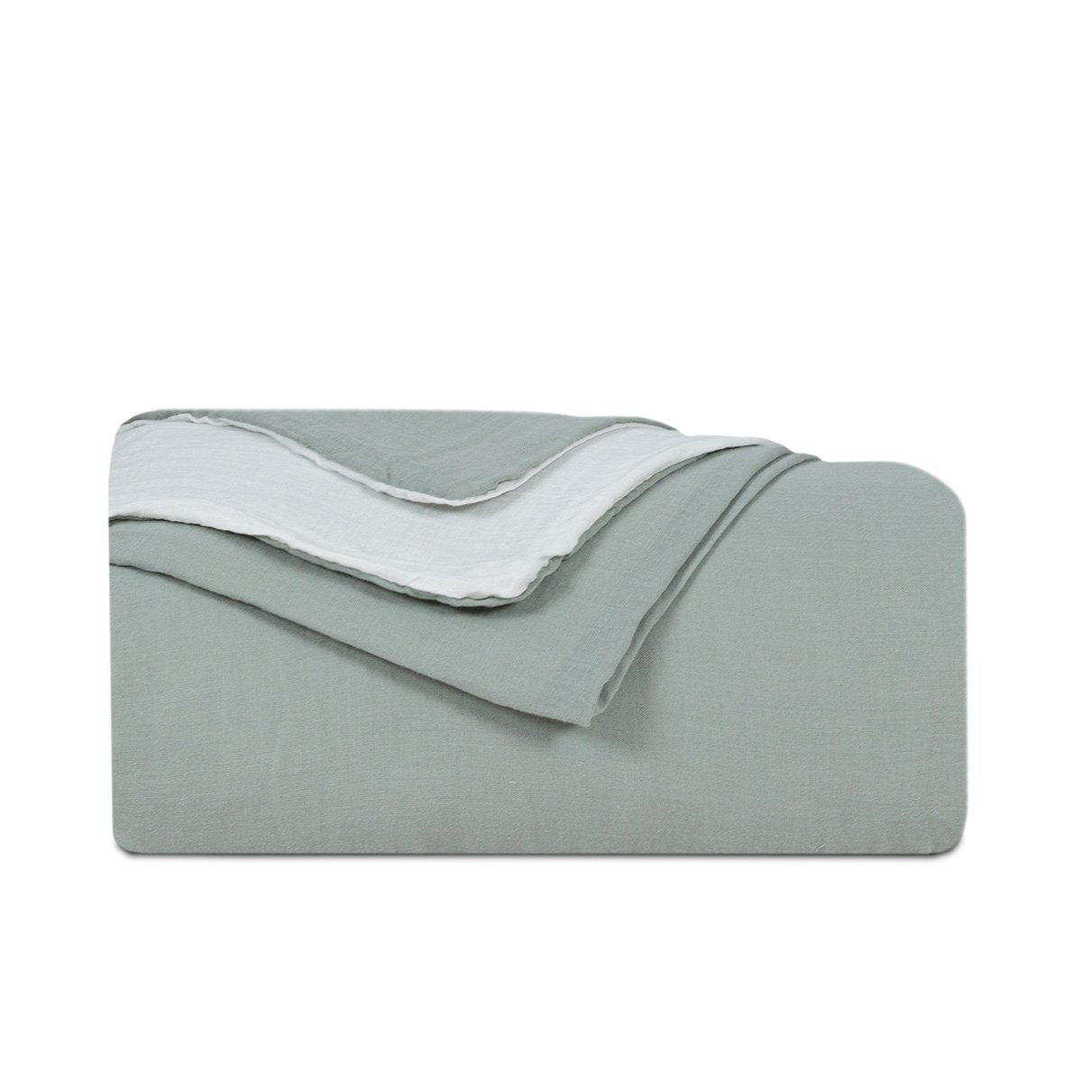 Housse de couette réversible - Gaze de coton - NOÉ vert sauge, MAISON AUBERTIN