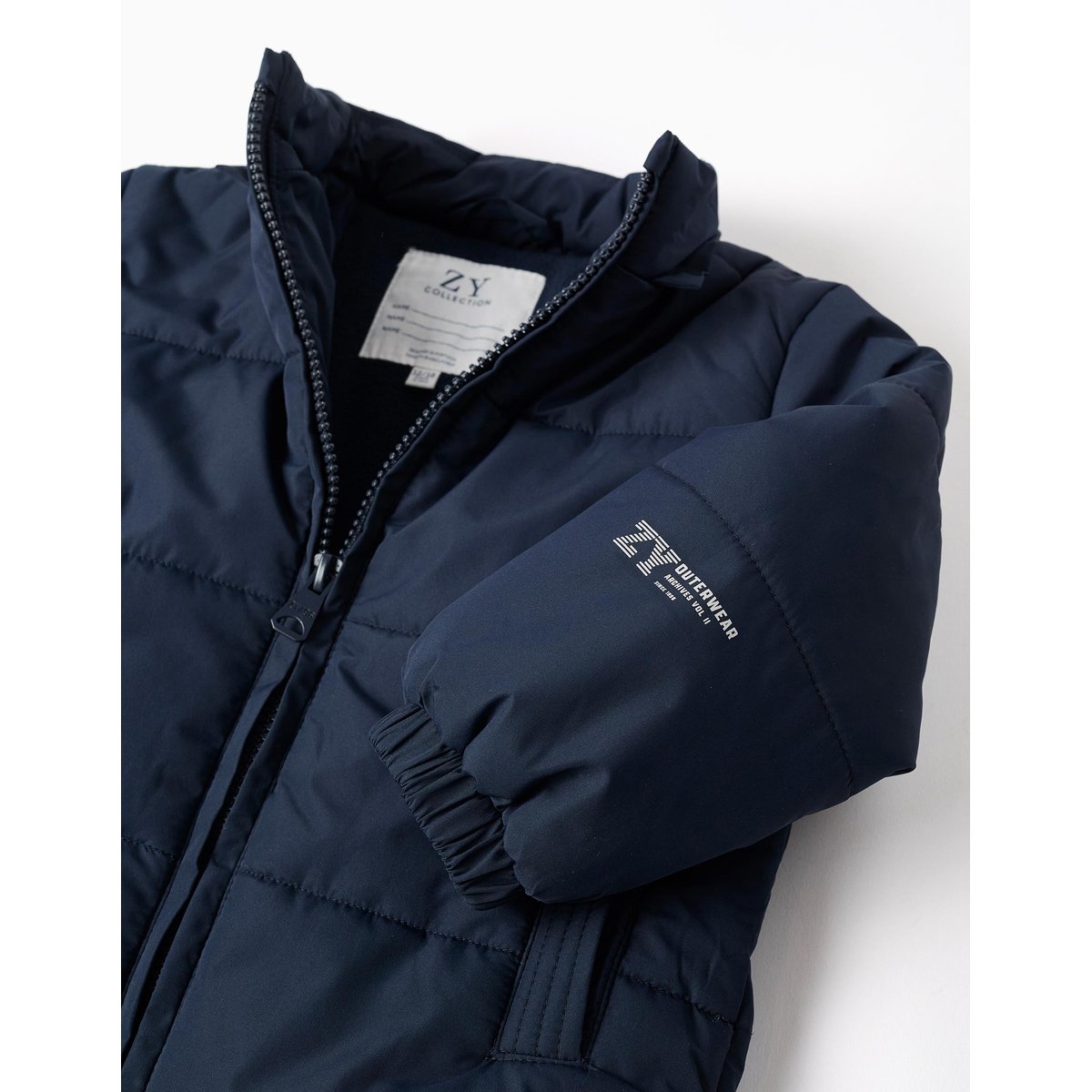 Doudoune avec doublure en polaire et capuche amovible bleu foncé, ZIPPY