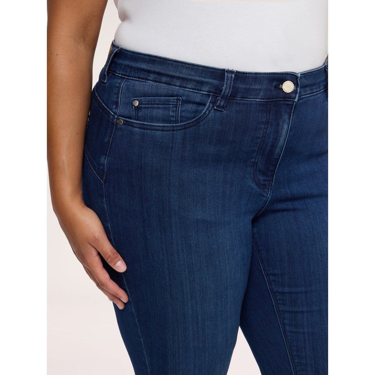 Jean Skinny délavage bleu avec fente au bas bleu, FIORELLA RUBINO