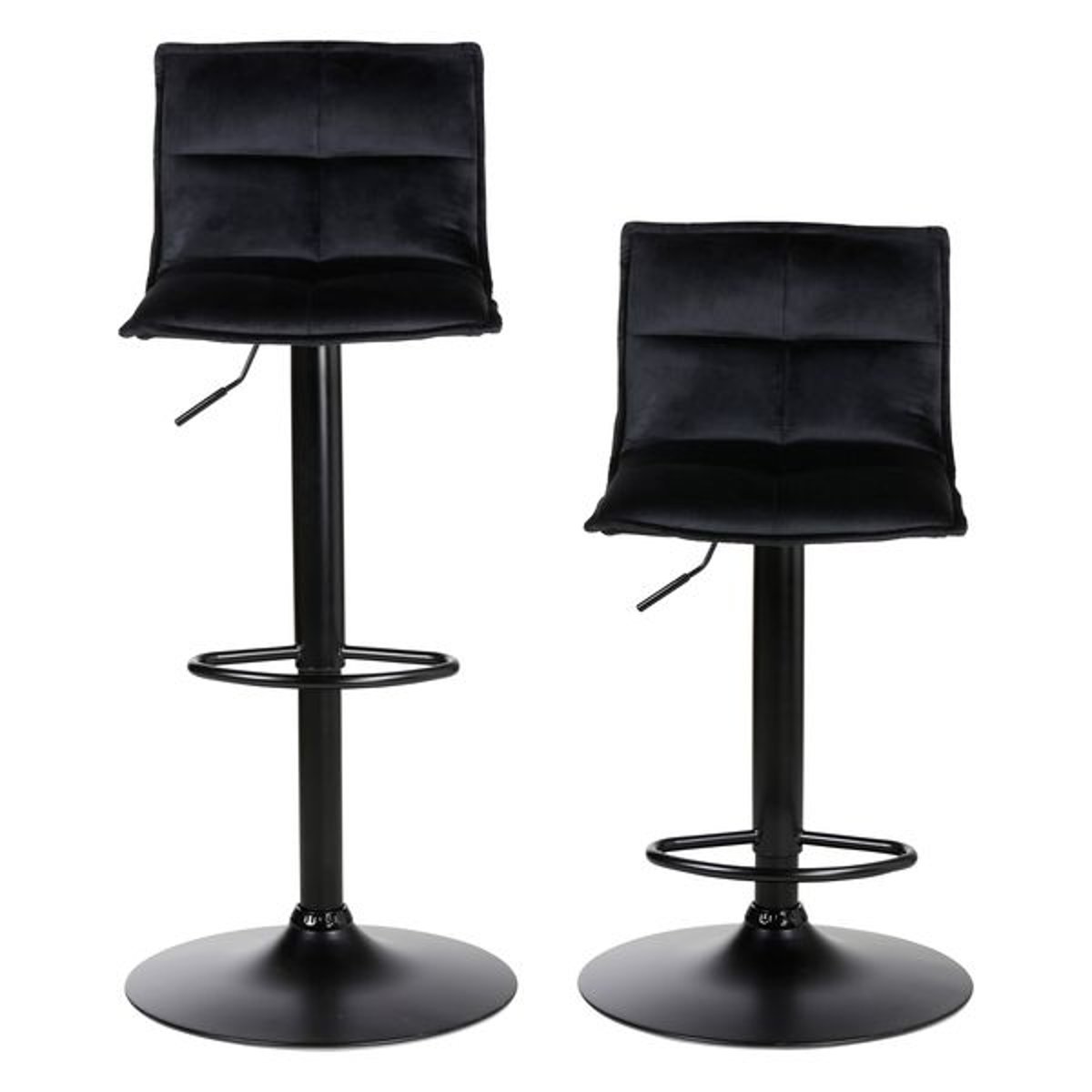 Tabouret de bar en velours réglable Jordi noir, ZAGO