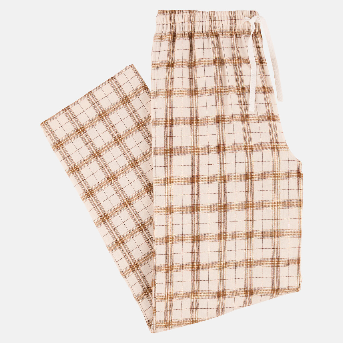 Pantalon de pyjama en flanelle, à carreaux carreaux marron/beige, LA REDOUTE COLLECTIONS