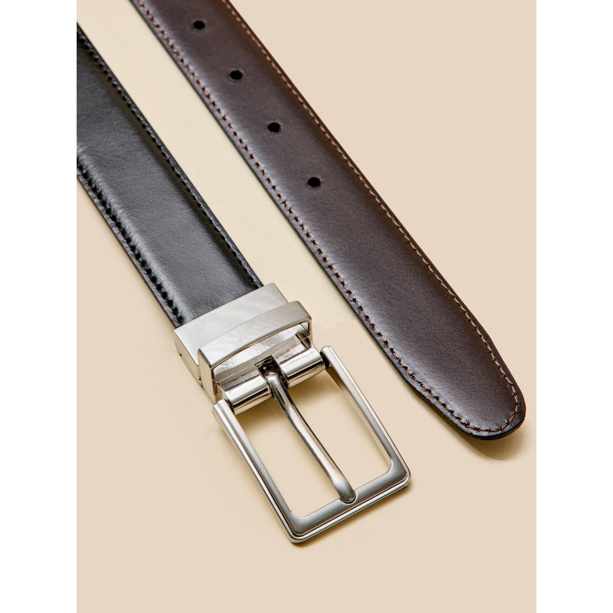 Ceinture cuir réversible noir, CYRILLUS
