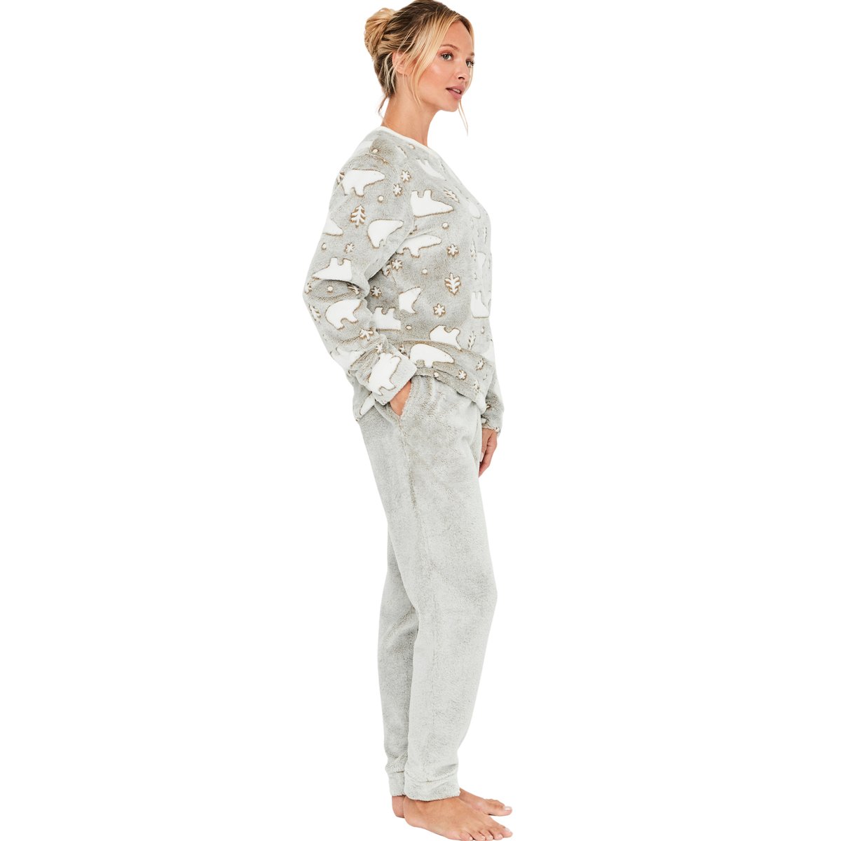 Pyjama polaire pantalon top manches longues Artic gris, SELMARK