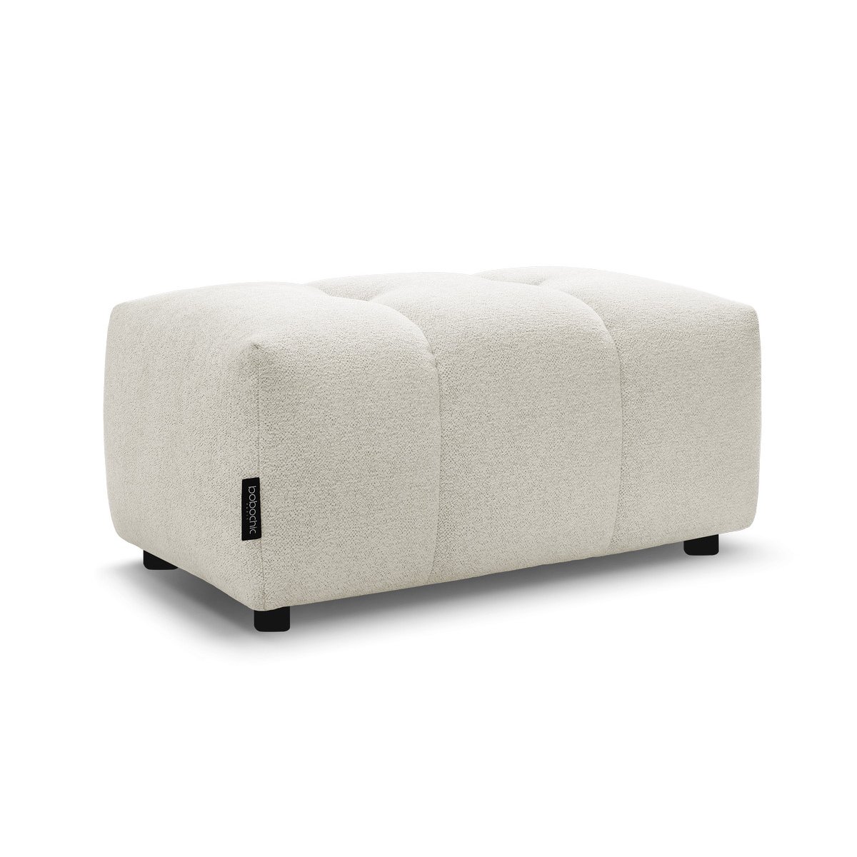 Pouf tissu chiné, ROXELANE blanc, BOBOCHIC