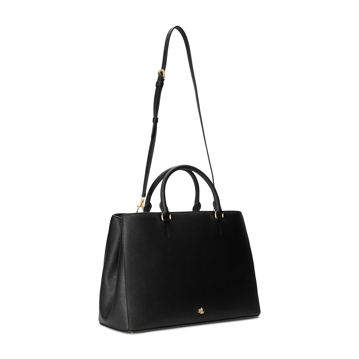 Sac à main en cuir texturé HANNA noir, LAUREN RALPH LAUREN