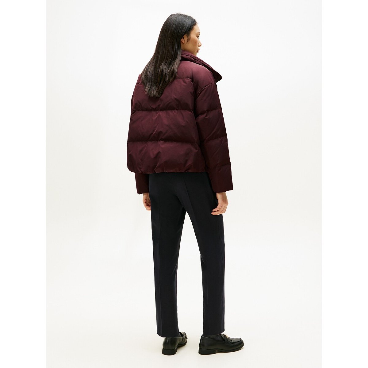 Doudoune courte à col montant bordeaux, TOMMY HILFIGER