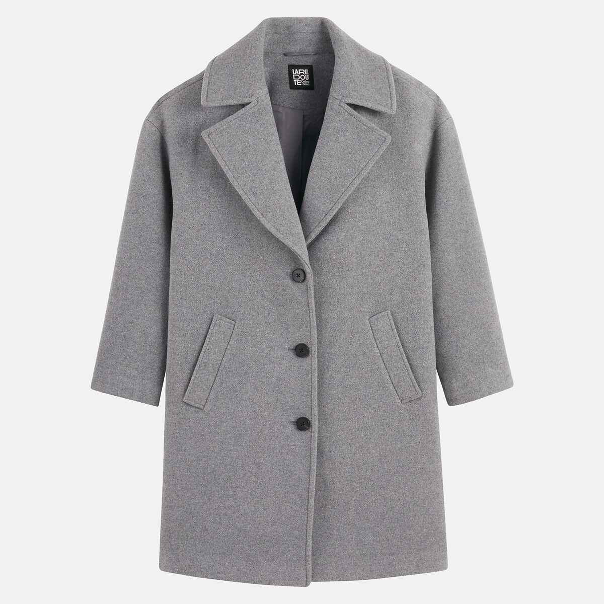 Manteau mi-long, fermeture boutonnée gris chiné clair, LA REDOUTE COLLECTIONS