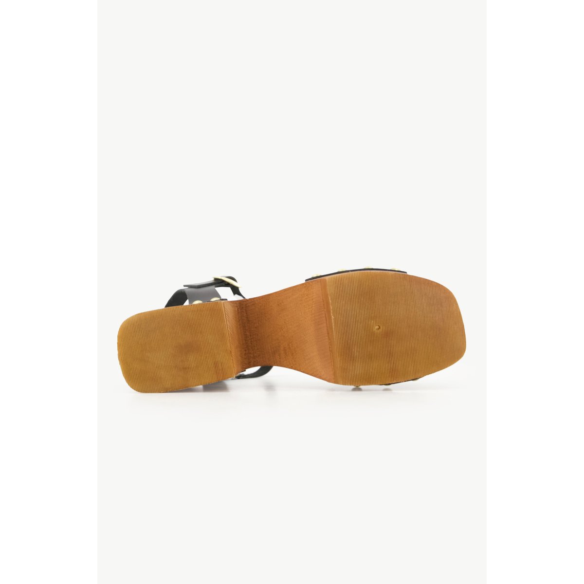 Sandalettes type sabots en cuir avec rivets , pied large noir, ULLA POPKEN