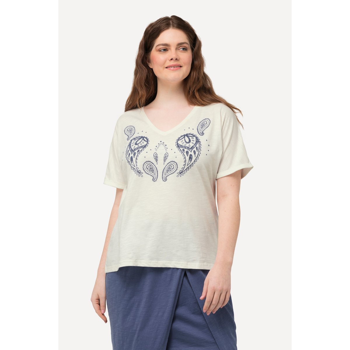 T-shirt à imprimé floqué blanc cassé, ULLA POPKEN
