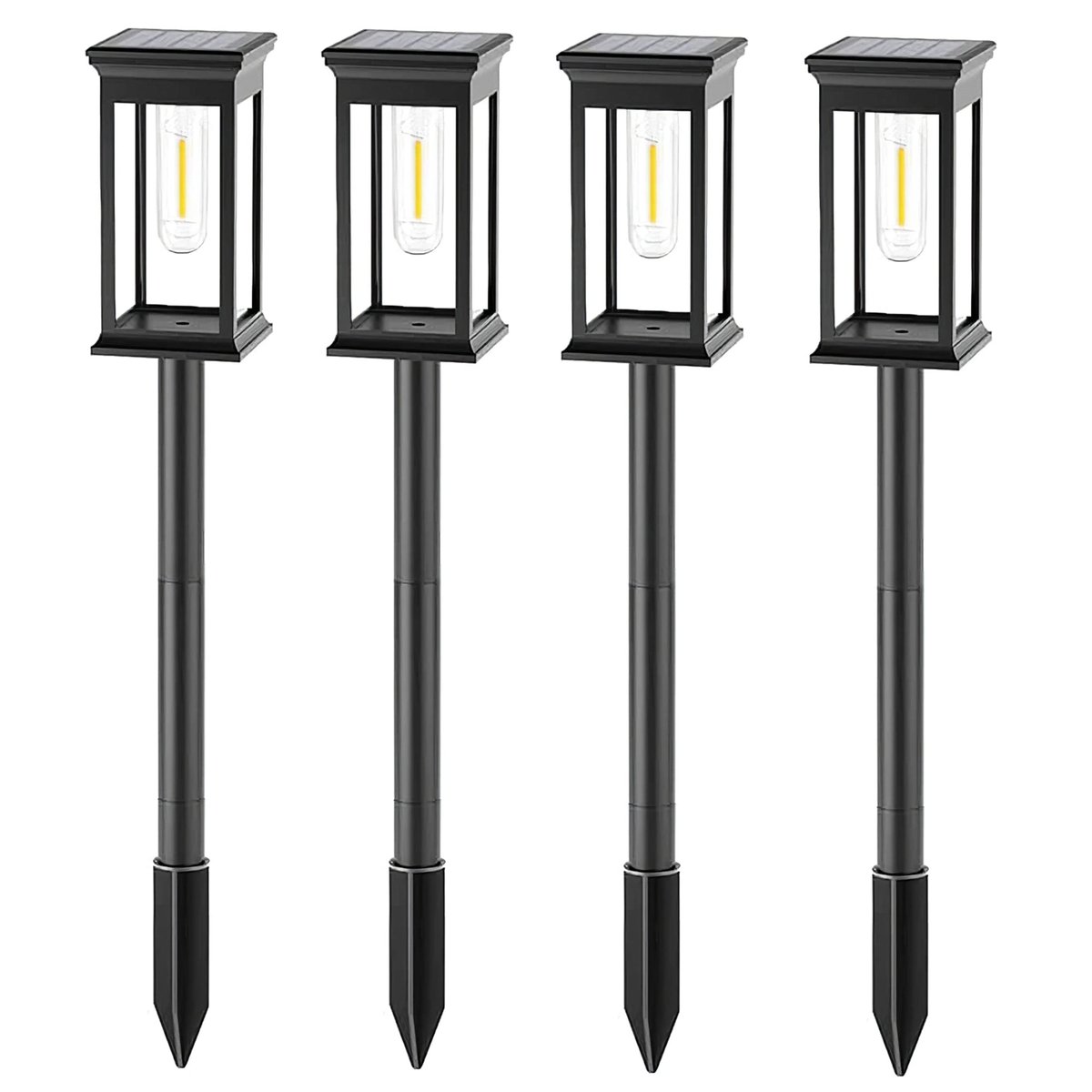 Lot de 4 Balises solaires à piquer LUZY noir, LUMISKY