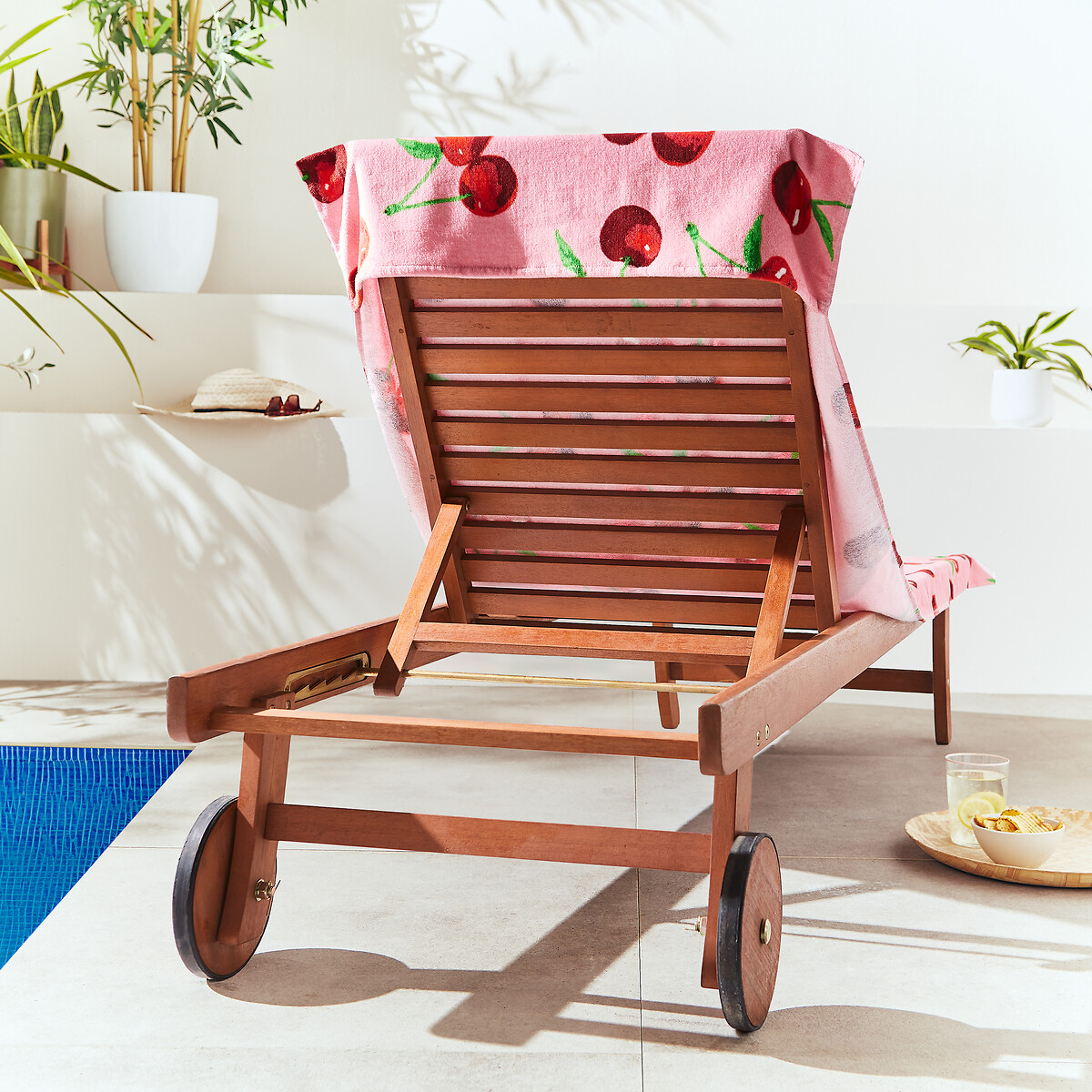 Cherries Cotton Beach Sun Lounger Towel pink, CATHERINE LANSFIELD