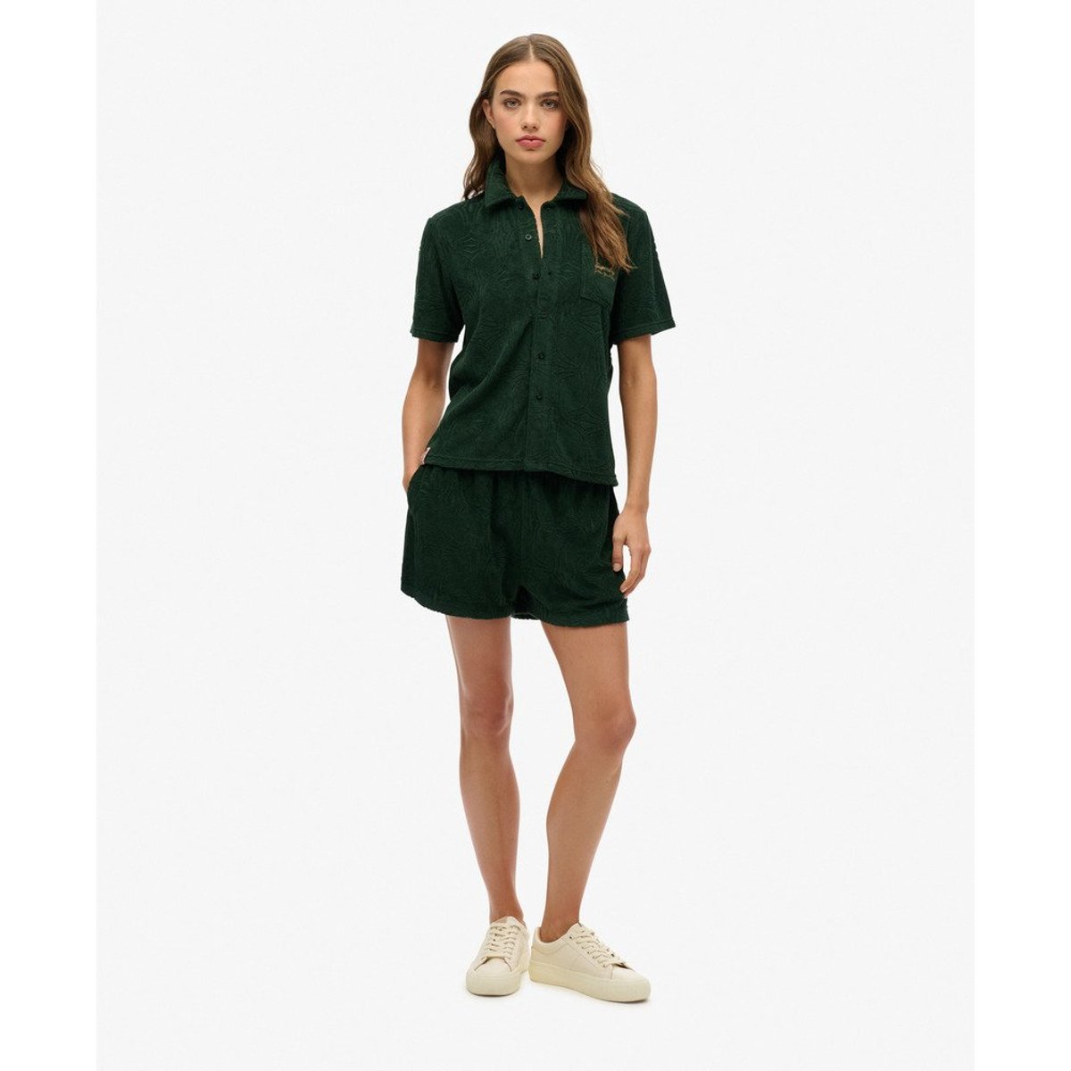 Short en éponge Country Club vert émail, SUPERDRY