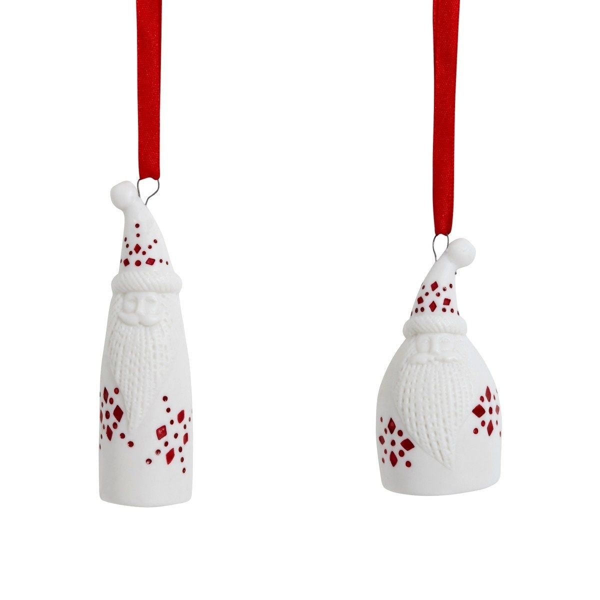 Set de 2 suspensions père-noël décoratives en grès H9 blanc, SIA DECO