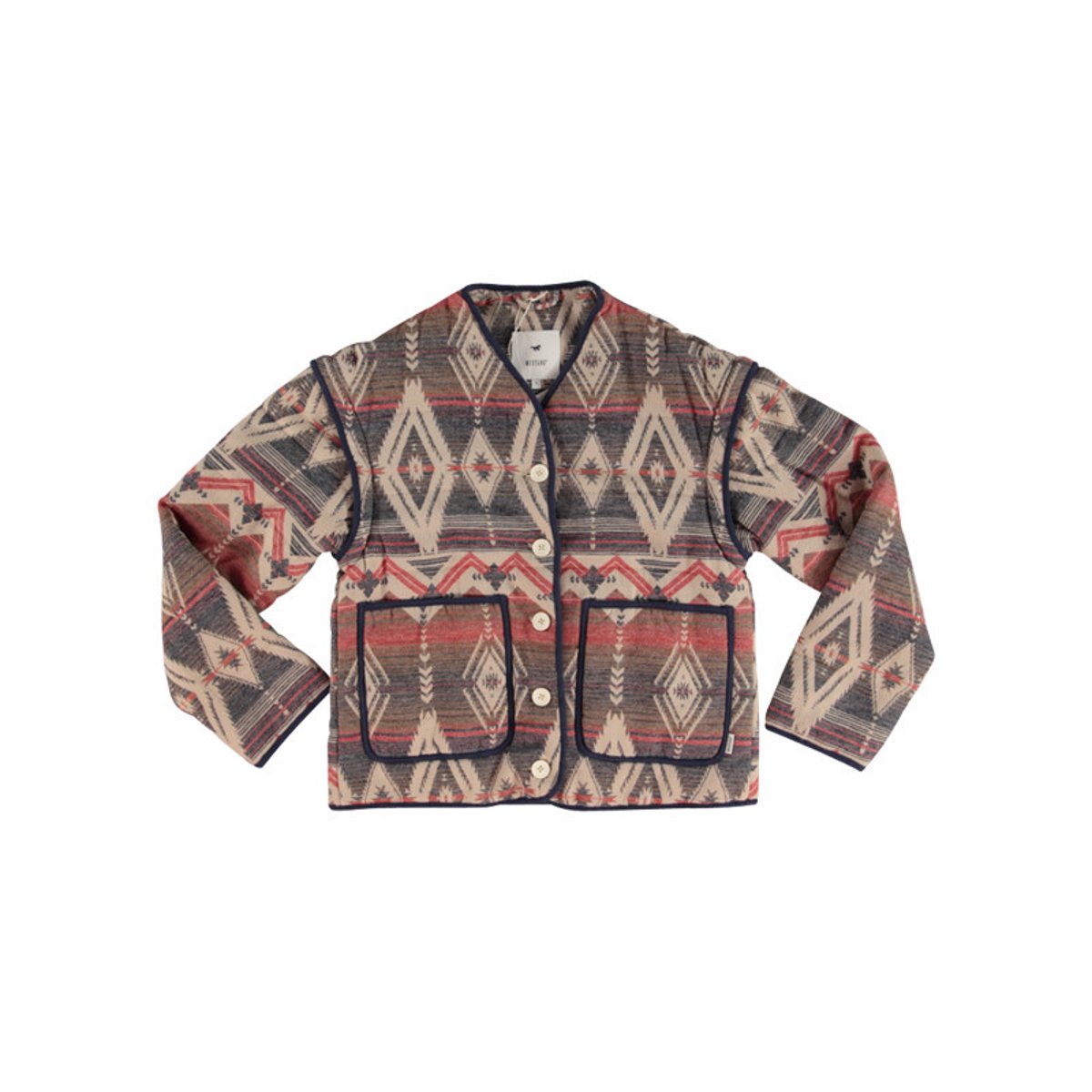 Veste en coton multicolore ornée de motifs ethniques avec un col v multicolore, MUSTANG