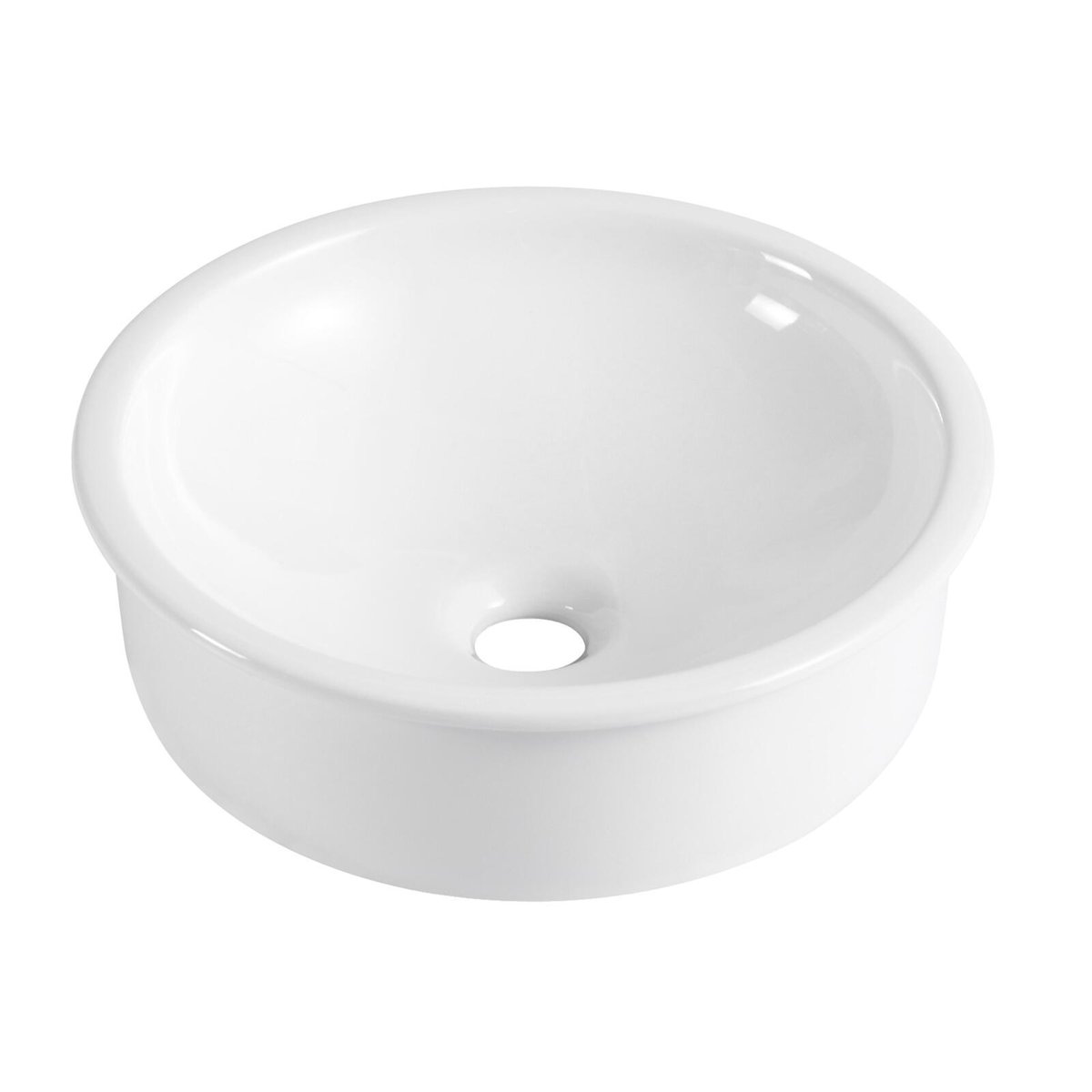 Vasque à encastrer ronde en céramique blanche 37cm LEO blanc, MOB IN