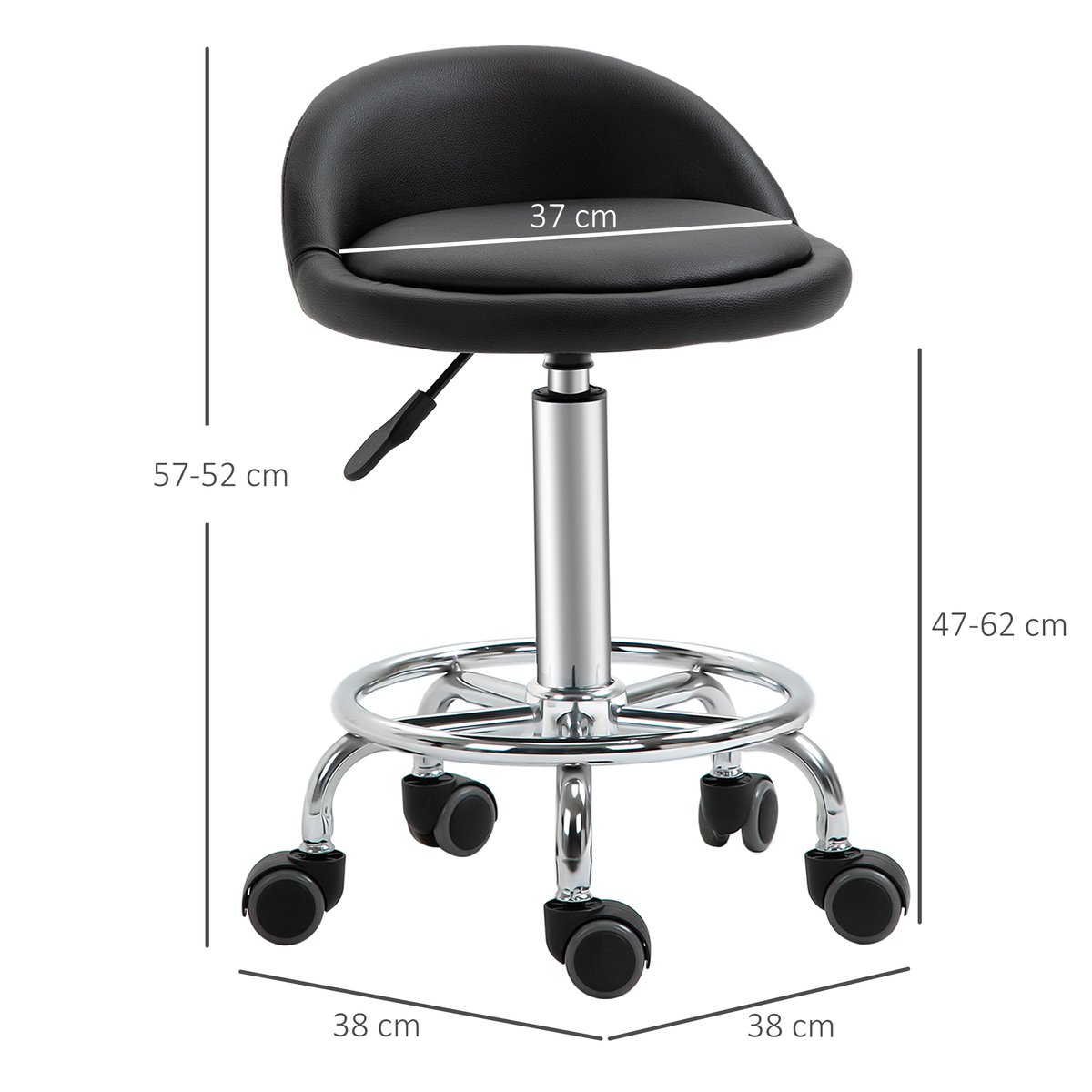 Tabouret de salon Revêtement synthétique Noir noir, HOMCOM